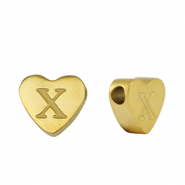 Perlen aus Stainless Steel - Rostfreiem Stahl Heart Buchstaben X Gold