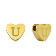 Perlen aus Stainless Steel - Rostfreiem Stahl Heart Buchstaben U Gold