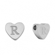 Perlen aus Stainless Steel - Rostfreiem Stahl Heart Buchstaben R Silver