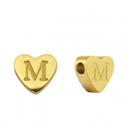 Perlen aus Stainless Steel - Rostfreiem Stahl Heart Buchstaben M Gold
