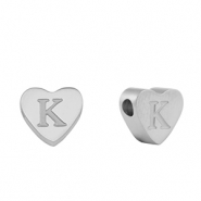 Perlen aus Stainless Steel - Rostfreiem Stahl Heart Buchstaben K Silver