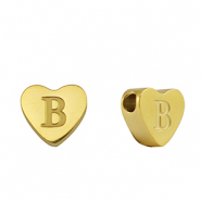 Perlen aus Stainless Steel - Rostfreiem Stahl Heart Buchstaben B Gold