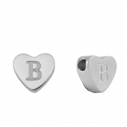 Perlen aus Stainless Steel - Rostfreiem Stahl Heart Buchstaben B Silver