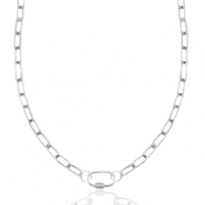 Stainless Steel - Rostfrei Stahl Gliederkette Oval Verschluss Silber