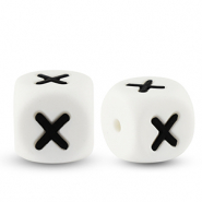 Buchstabenperlen aus Silikon X White-black