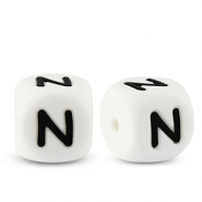 Buchstabenperlen aus Silikon N White-black
