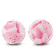 Silikonperlen 15mm runden Flower Pink