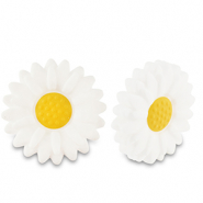 Silikonperlen Flower White-yellow
