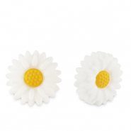 Silikonperlen Flower White