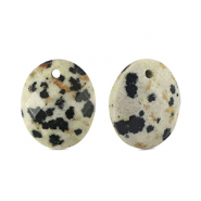 Anh&auml;nger Naturstein Dalmatiner Oval Greige-black