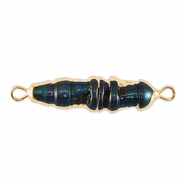 BQ S&uuml;sswasser Perlen Zwischenst&uuml;ck Tooth Gold-dark peacock blue
