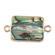 S&uuml;sswasser Perlen Zwischenst&uuml;ck Rectangle Gold-ocean green