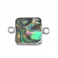 S&uuml;sswasser Perlen Zwischenst&uuml;ck Square Silver-ocean green