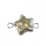 S&uuml;sswasser Perlen Zwischenst&uuml;ck Star Silver-ocean green