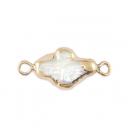 S&uuml;sswasser Perlen Zwischenst&uuml;ck Cross Gold-Natural white