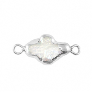 S&uuml;sswasser Perlen Zwischenst&uuml;ck Cross Silver-Natural white