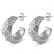 Stainless Steel - Rostfrei Stahl Ohrringe / Ohrstecker Imitation Pearls Silver