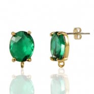 Ohrringe / Ohrstecker aus Glas mit &Ouml;se Oval Green-gold