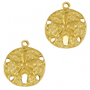 Anh&auml;nger aus Stainless Steel - Rostfreiem round Starfish Gold