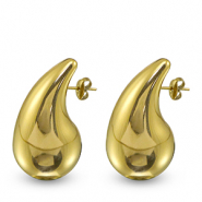Stainless Steel - Rostfrei Stahl Ohrringe / Ohrstecker Drop Gold