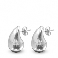 Stainless Steel - Rostfrei Stahl Ohrringe / Ohrstecker Drop Silver