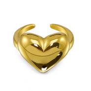 Stainless Steel - Rostfrei Stahl Ringe Heart Gold