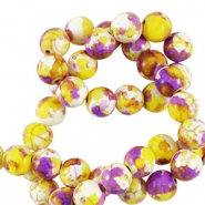 Keramik Perlen 8mm White-yellow purple