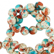 Keramik Perlen 8mm White-red blue