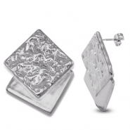 Stainless Steel - Rostfrei Stahl Ohrringe Square Silver