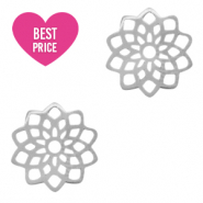 Anhänger aus Stainless Steel - Rostfreiem Stahl Zwischenstück Flower Silber