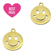 Anhänger aus Stainless Steel - Rostfreiem Stahl Smiley Gold