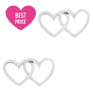 Anhänger aus Stainless Steel - Rostfreiem Stahl Zwischenstück double Heart Silber