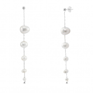 Stainless Steel - Rostfrei Stahl Ohrringe / Ohrstecker Pearls Silver