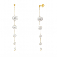 Stainless Steel - Rostfrei Stahl Ohrringe / Ohrstecker Pearls Gold