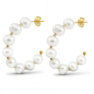Stainless Steel - Rostfrei Stahl Ohrringe / Ohrstecker Pearls Gold