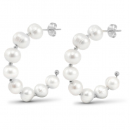 Stainless Steel - Rostfrei Stahl Ohrringe / Ohrstecker Pearls Silver
