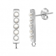 Stainless Steel - Rostfrei Stahl Ohrringe / Ohrstecker Pearls with Loop Silver