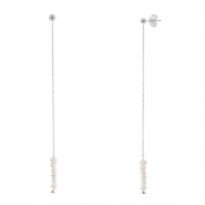Stainless Steel - Rostfrei Stahl Ohrringe / Ohrstecker Pearls Silver
