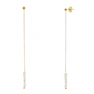 Stainless Steel - Rostfrei Stahl Ohrringe / Ohrstecker Pearls Gold