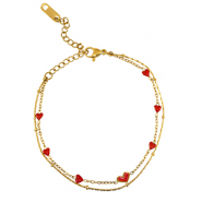 Stainless Steel - Rostfrei Stahl Armb&auml;nder Hearts Gold