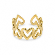 Stainless Steel - Rostfrei Stahl Ringe Heart Gold