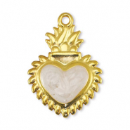 Anh&auml;nger Metall DQ Heart Pearl White-Gold (Nickelfrei)