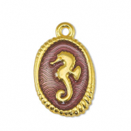 Anhänger Metall DQ Seahorse Transparant Purple-Gold (Nickelfrei)