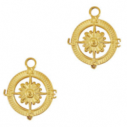 Anh&auml;nger aus Stainless Steel - Rostfreiem Stahl Compass With Flower Gold