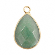 Anh&auml;nger Naturstein Tropfenform Light green-gold