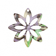 Anh&auml;nger aus Resin Flower Multicolor purple-green