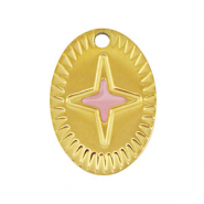 Anh&auml;nger aus Stainless Steel - Rostfreiem Stahl Oval Star Gold-pink