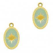 Anh&auml;nger aus Stainless Steel - Rostfreiem Stahl Oval Sun Gold-mint green