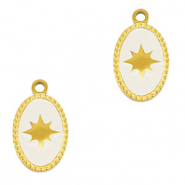 Anh&auml;nger aus Stainless Steel - Rostfreiem Stahl Oval Sun Gold-white