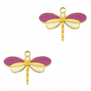 Anh&auml;nger aus Stainless Steel - Rostfreiem Stahl Dragonfly Gold-purple